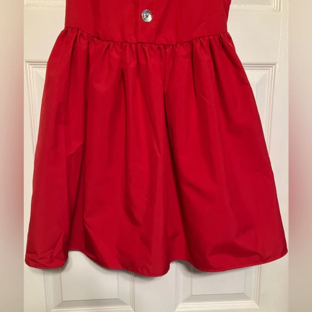 Osh Kosh B’Gosh red girls sleeveless button front zip July 4th Christmas dress
